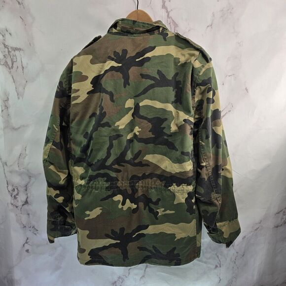 Military Jacket Mens Small Red Jungle Woodland Camo Cold Weather Lined Field - Picture 5 of 13